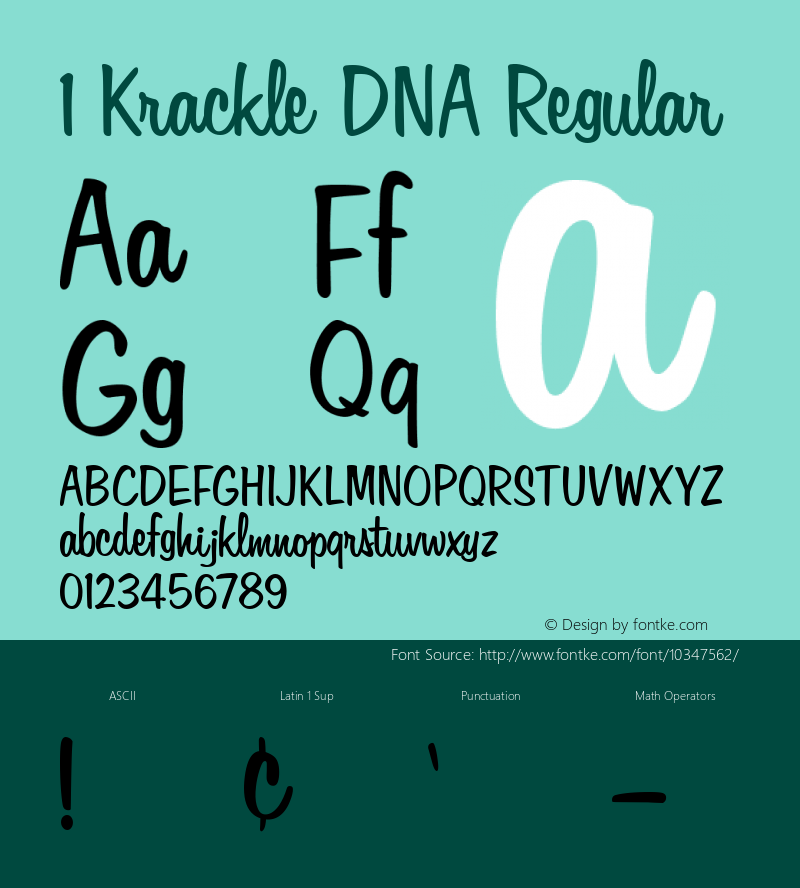1 Krackle DNA Regular Fontographer 4.7 7/18/07 FG4M­0000002417图片样张