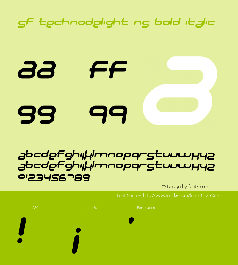 SF Technodelight NS Bold Italic Version 1.1图片样张