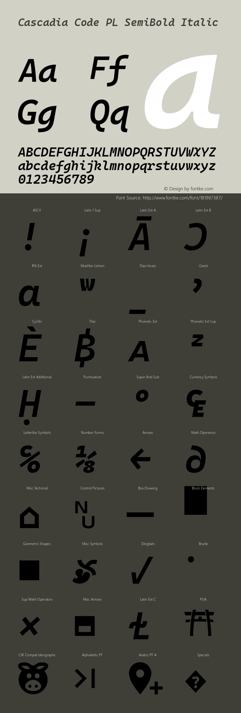 Cascadia Code PL SemiBold Italic Version 2108.026图片样张