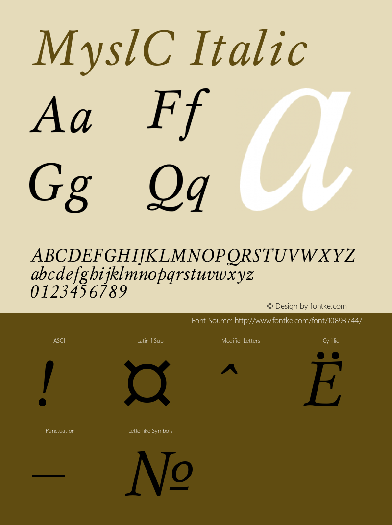 MyslC Italic Version 001.000图片样张