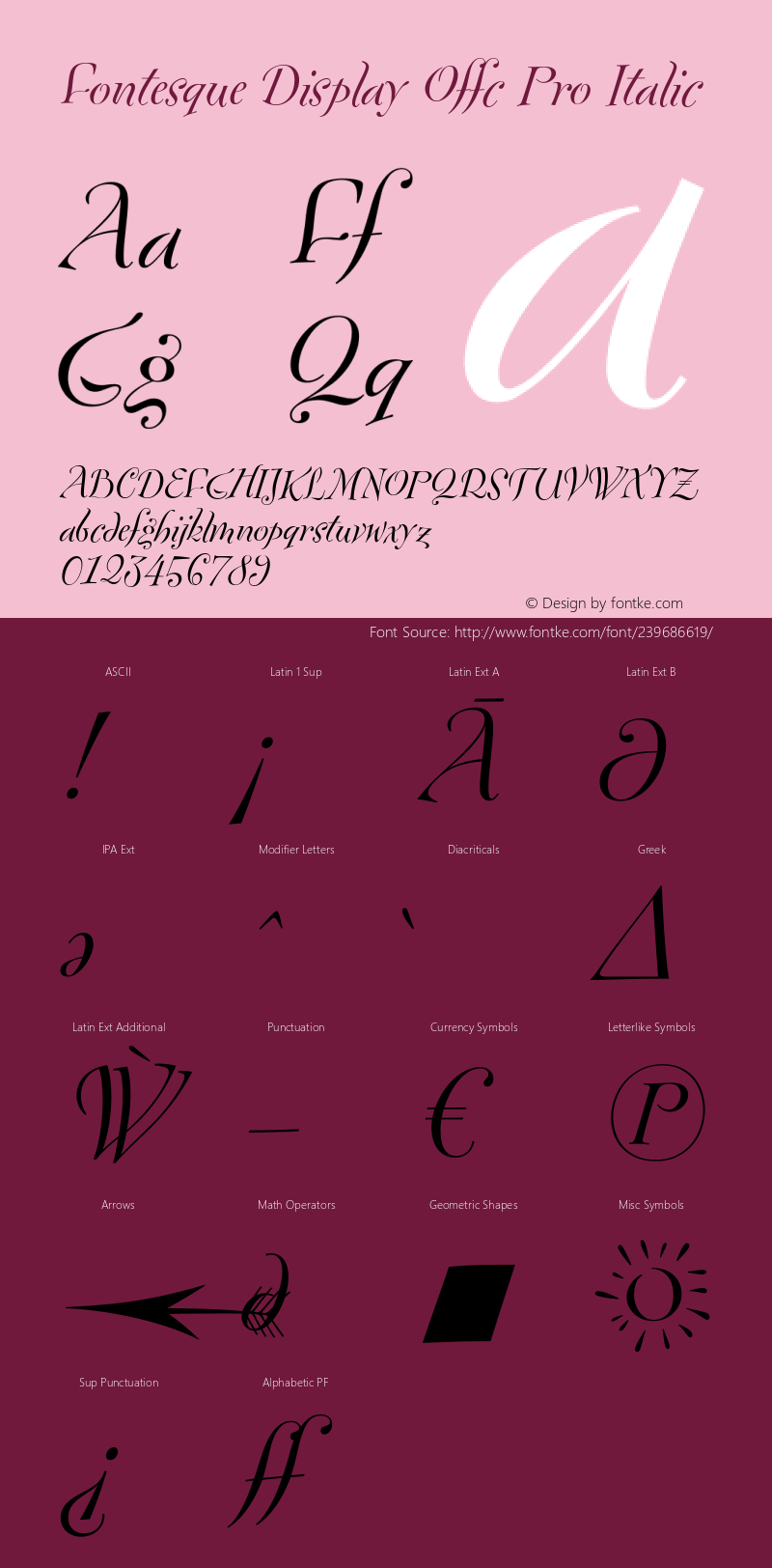 Fontesque Display Offc Pro Italic Version 7.504; 2010; Build 1020图片样张