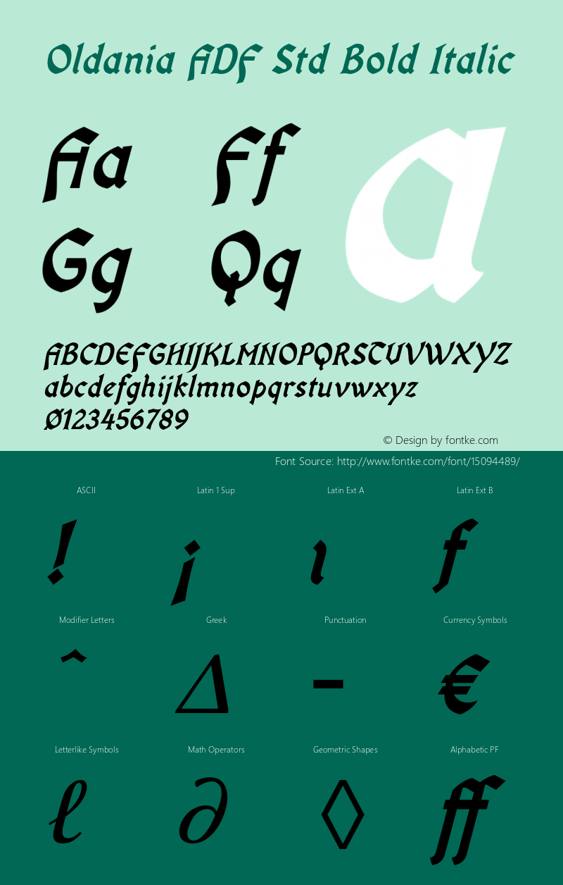 Oldania ADF Std Bold Italic Version 1.007;FFEdit图片样张