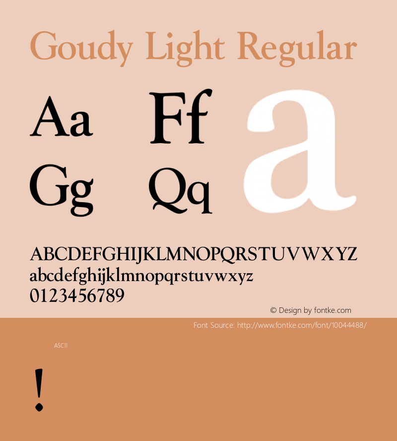 Goudy Light Regular Converted from J:\ALLTYPE\FONTS\GO______.TF1 by ALLTYPE图片样张