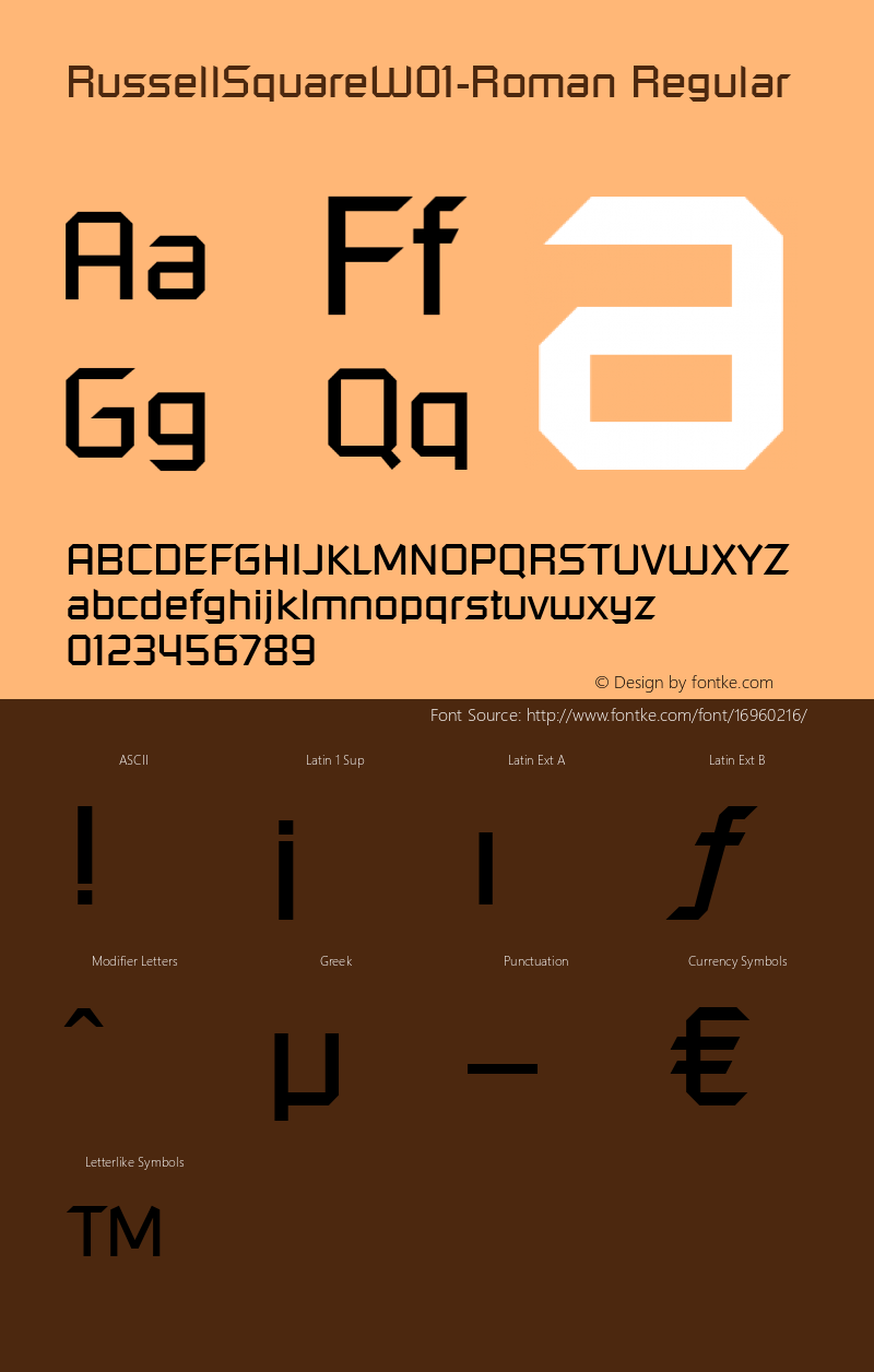 RussellSquareW01-Roman Regular Version 1.00图片样张