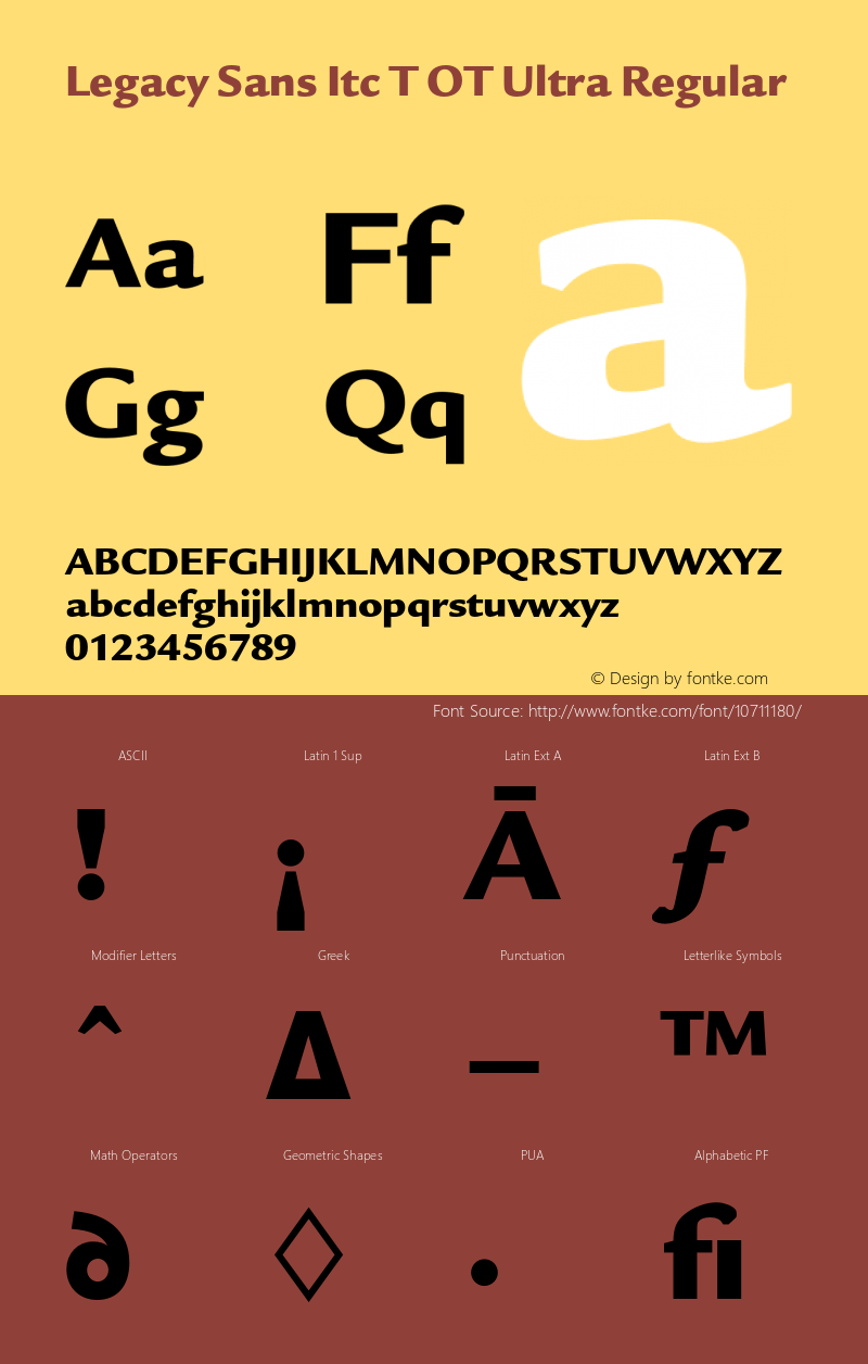 Legacy Sans Itc T OT Ultra Regular OTF 1.001;PS 1.05;Core 1.0.27;makeotf.lib(1.11)图片样张