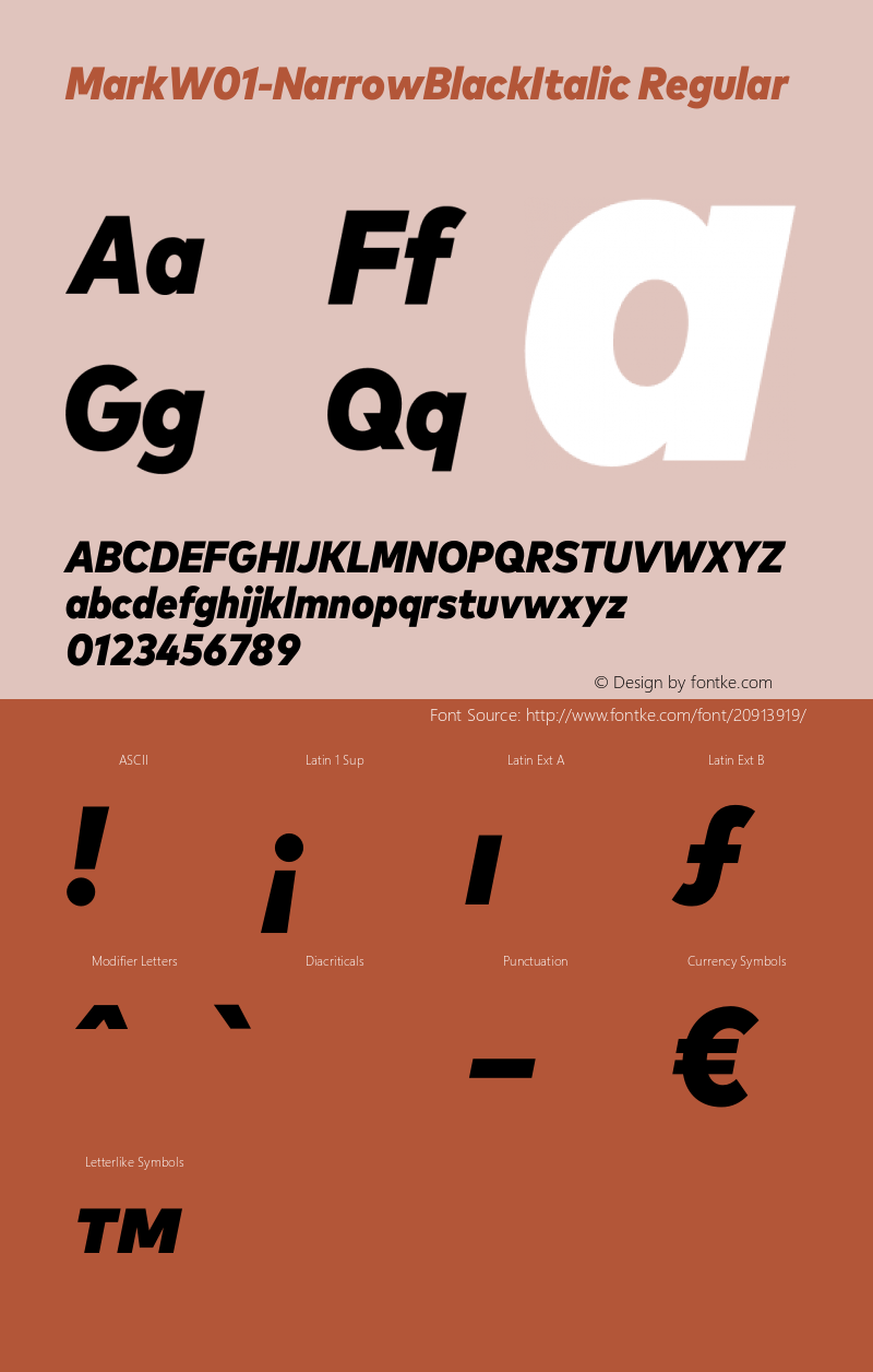 Mark W01 Narrow Black Italic Version 7.504图片样张