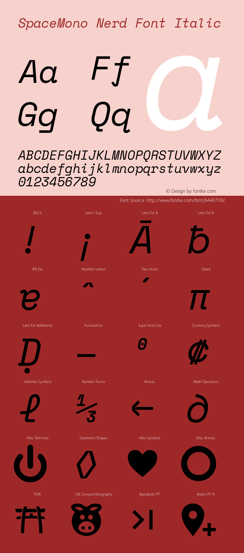 Space Mono Italic Nerd Font Complete Version 1.000;PS 1.000;hotconv 1.0.81;makeotf.lib2.5.63406图片样张