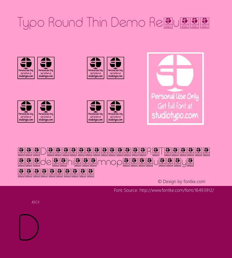 Typo Round Thin Demo Regular Version 1.00 January 8, 2016, initial release图片样张