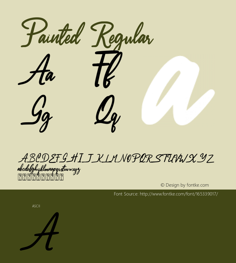 Painted Version 1.00;July 16, 2019;FontCreator 11.5.0.2430 64-bit图片样张