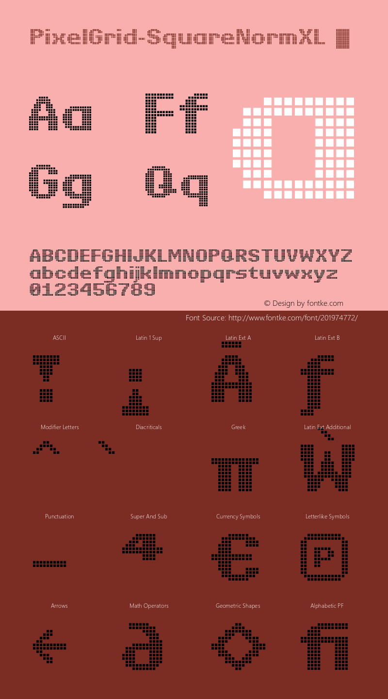 ☞Pixel Grid Square Norm XL Version 1.000; ttfautohint (v1.5);com.myfonts.easy.caron-twice.pixel-grid.square-norm-xl.wfkit2.version.5Gzb图片样张