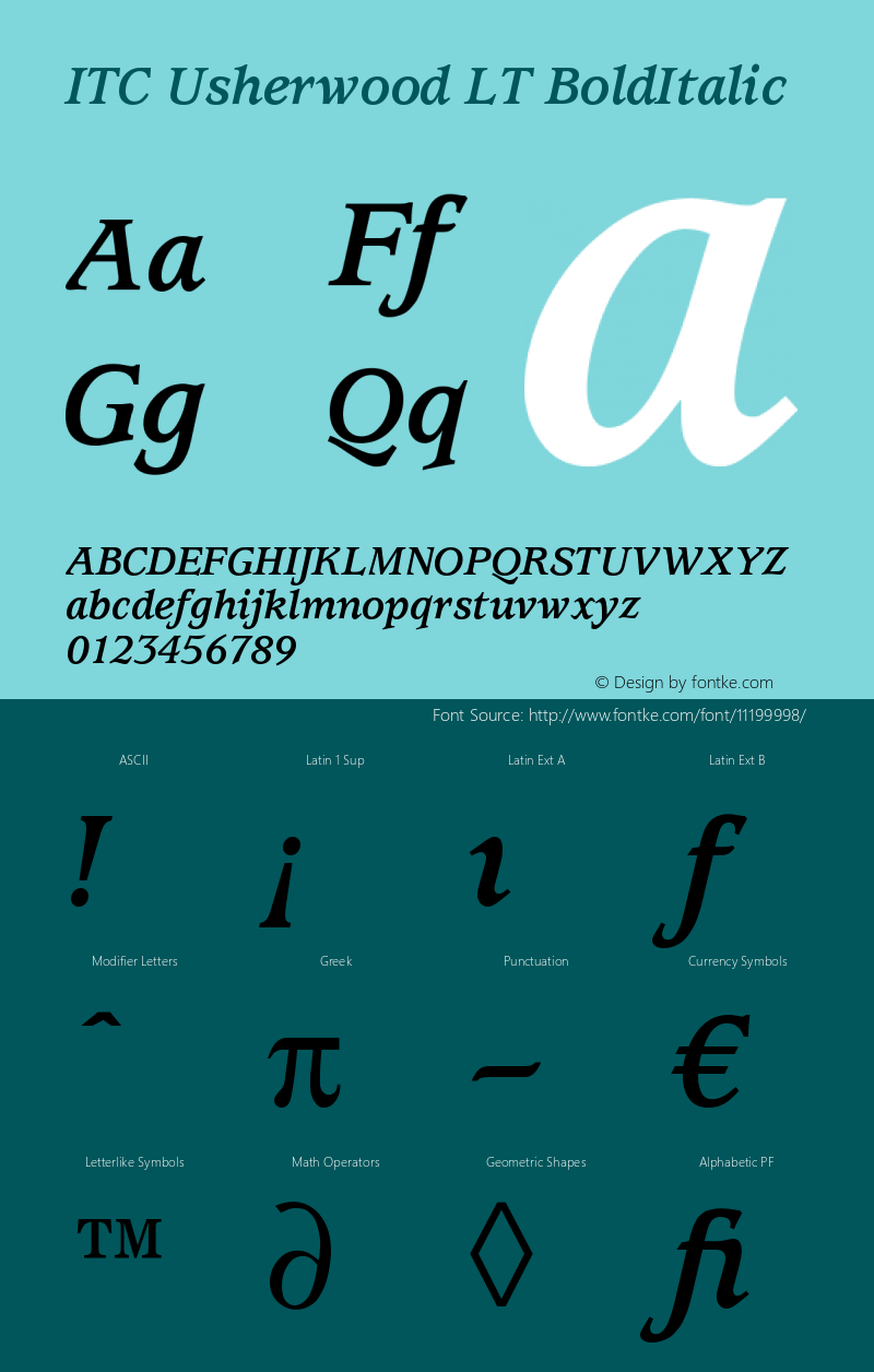 ITC Usherwood LT BoldItalic Version 006.000图片样张