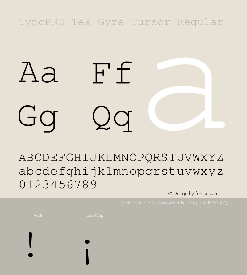 TypoPRO TeX Gyre Cursor Regular Version 2.004;PS 2.004;hotconv 1.0.49;makeotf.lib2.0.14853图片样张