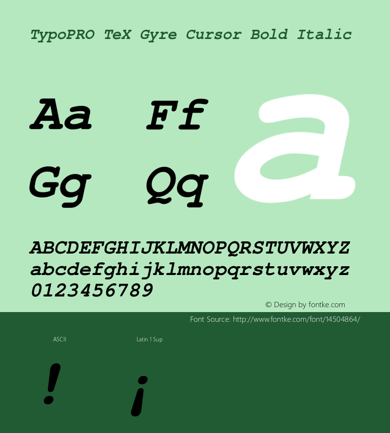 TypoPRO TeX Gyre Cursor Bold Italic Version 2.004;PS 2.004;hotconv 1.0.49;makeotf.lib2.0.14853图片样张