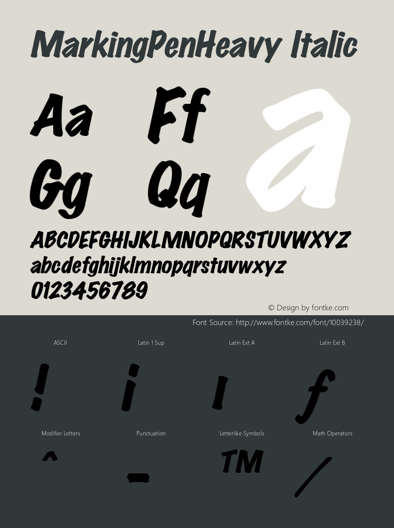 MarkingPenHeavy Italic The IMSI MasterFonts Collection, tm 1995 IMSI图片样张