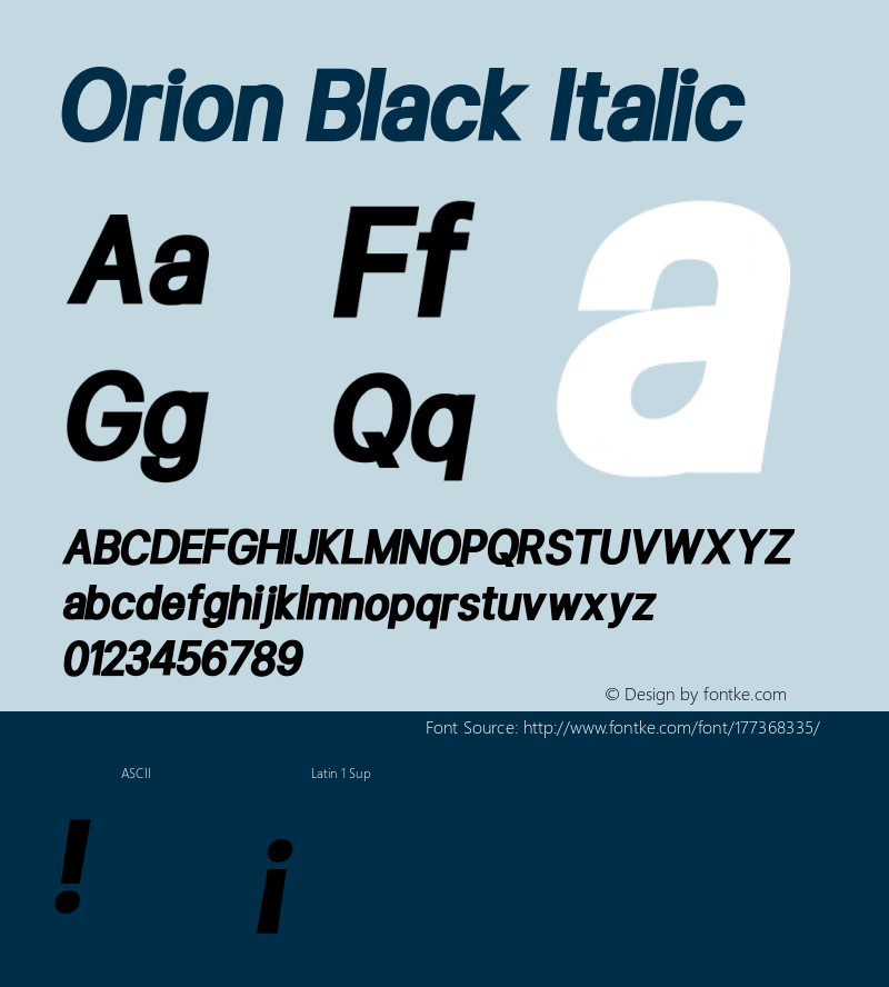 Orion Black Italic Version 1.000;PS 001.000;hotconv 1.0.88;makeotf.lib2.5.64775图片样张