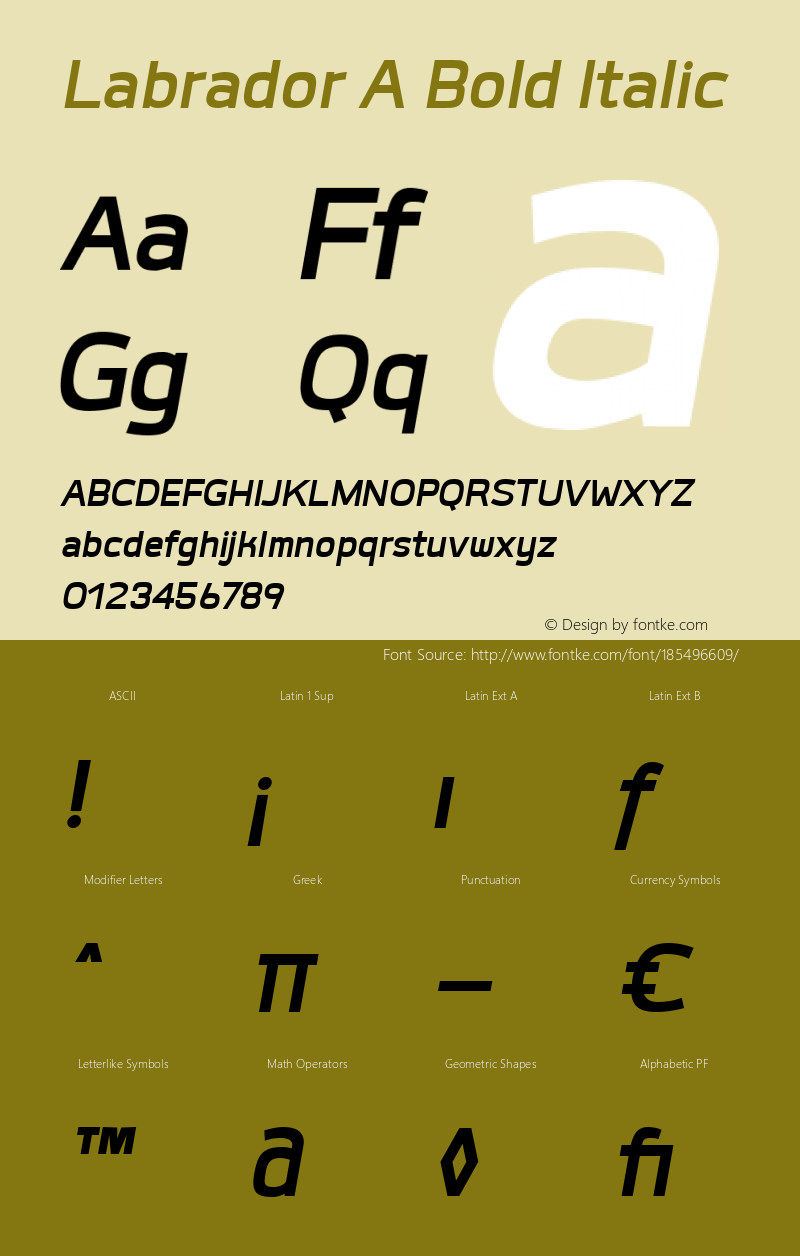 Labrador A Bold Italic 1.000图片样张