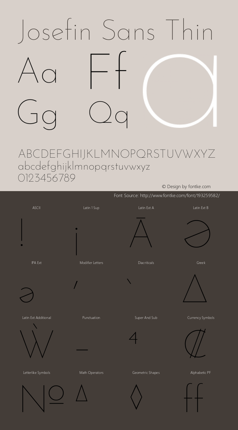 Josefin Sans Thin Version 2.000图片样张