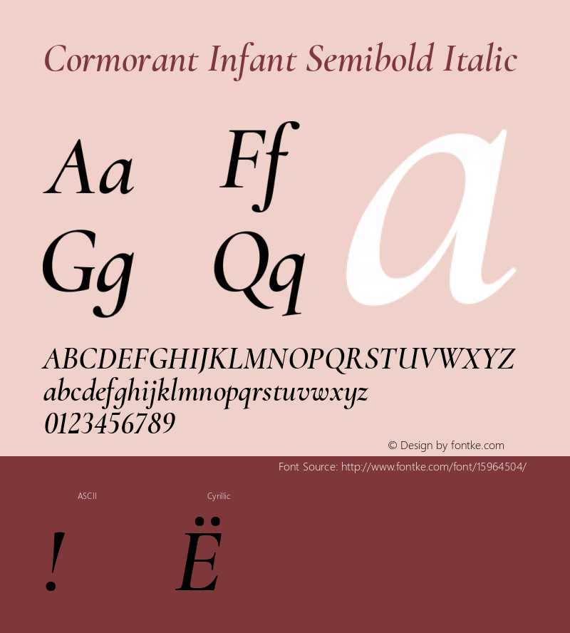 Cormorant Infant Semibold Italic Version 1.000;PS 002.000;hotconv 1.0.88;makeotf.lib2.5.64775; ttfautohint (v1.4.1)图片样张