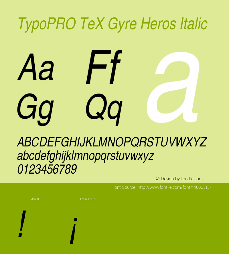 TypoPRO TeX Gyre Heros Italic Version 2.004;PS 2.004;hotconv 1.0.49;makeotf.lib2.0.14853图片样张