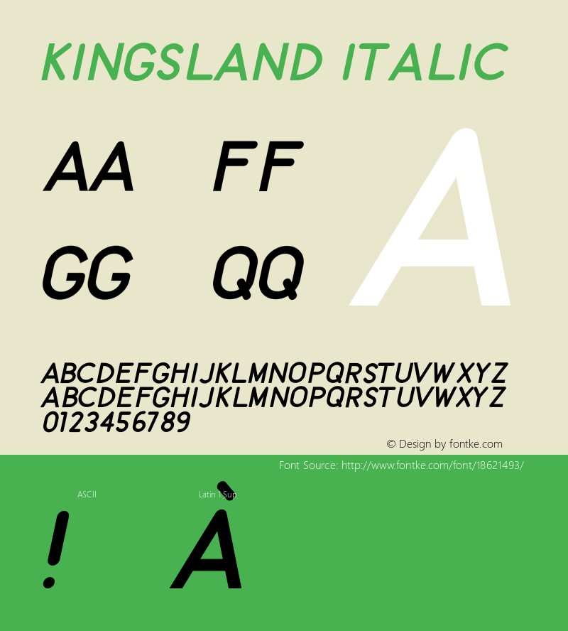 Kingsland Italic Version 1.002;Fontself Maker 1.0.8图片样张