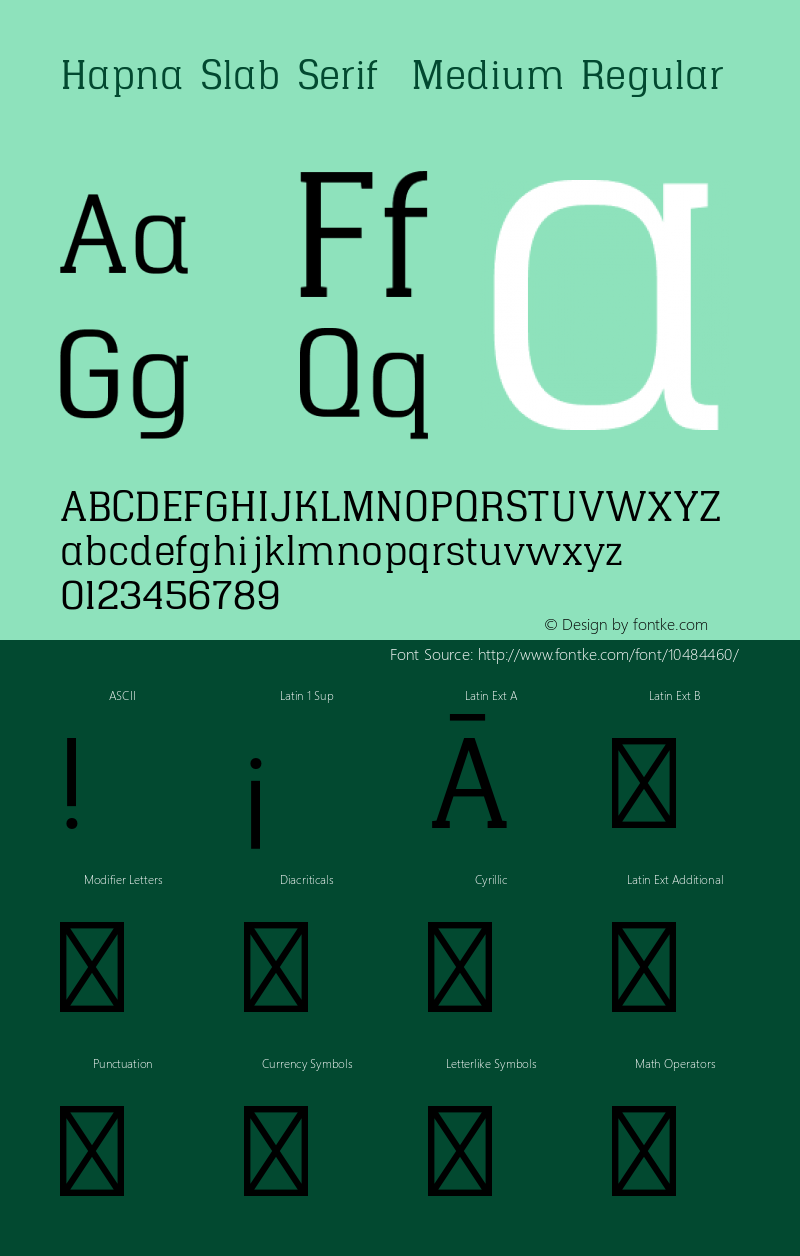 Hapna Slab Serif  Medium Regular Version 1.001;PS 001.001;hotconv 1.0.70;makeotf.lib2.5.58329图片样张