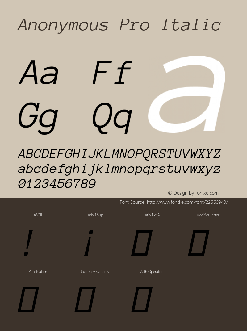 Anonymous Pro Italic Version 1.002图片样张