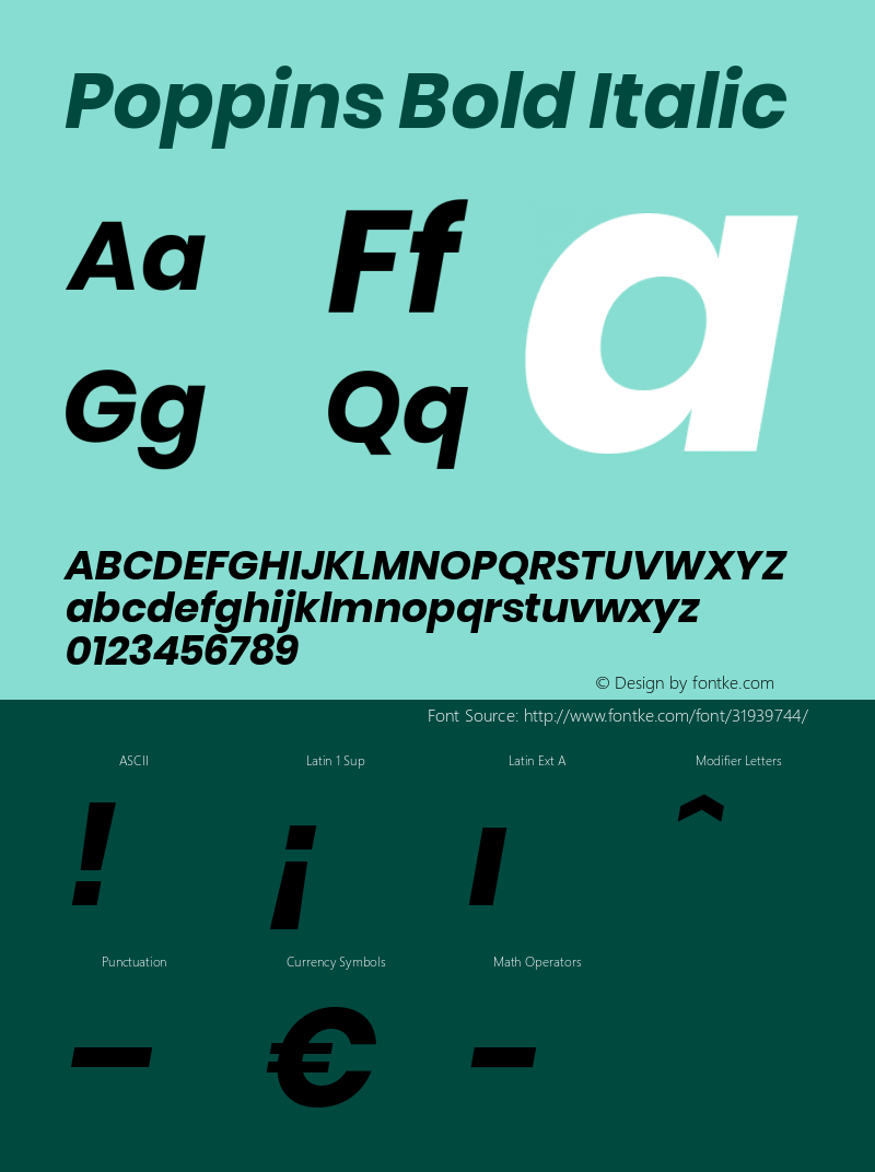 Poppins Bold Italic Version 3.010;PS 1.000;hotconv 16.6.54;makeotf.lib2.5.65590图片样张