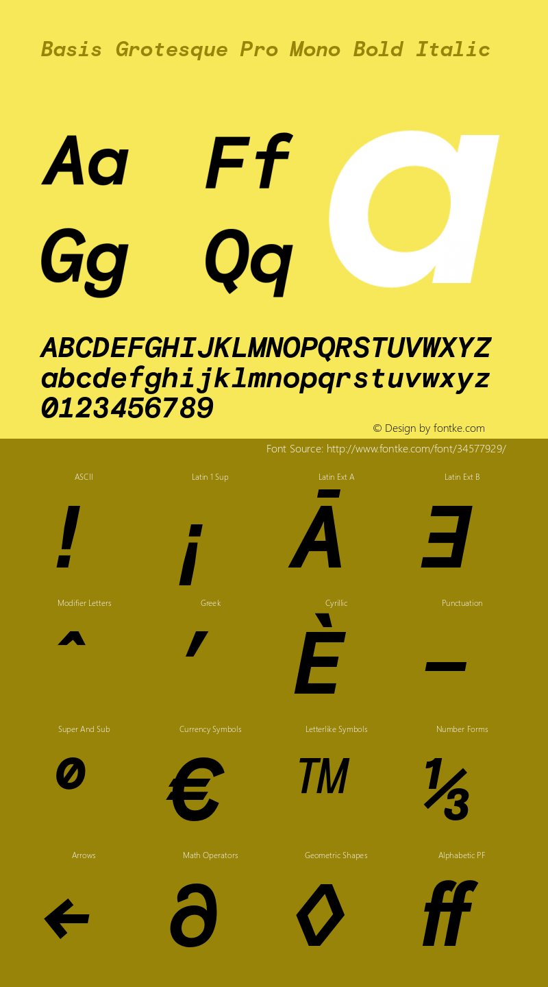 BasisGrotesquePro-MonoBoldItalic Version 1.1 | wf-rip DC20150410图片样张