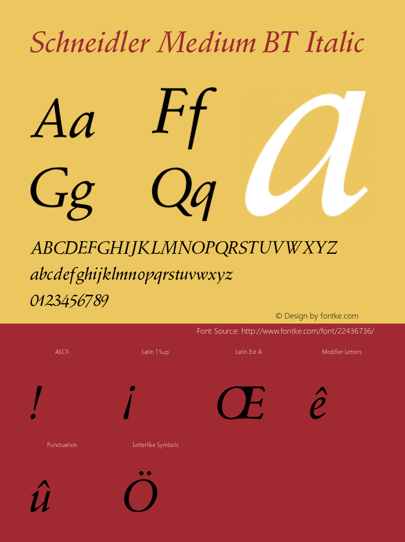 Schneidler Medium BT Italic V1.00图片样张