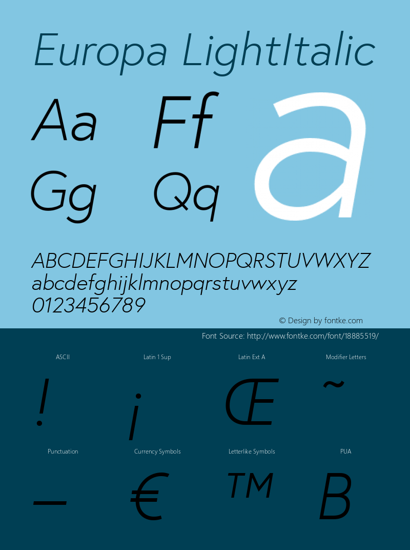 Europa LightItalic 1.000图片样张