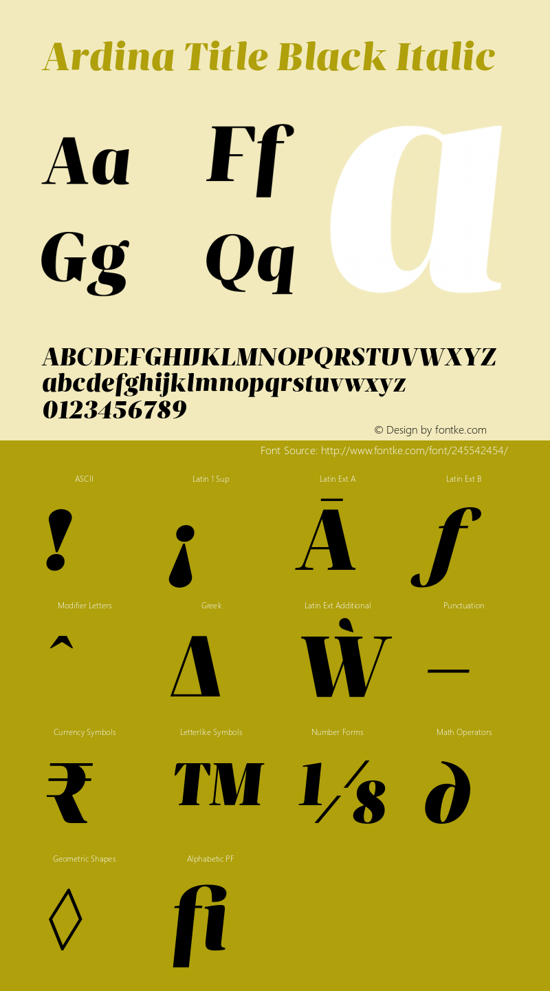 Ardina Title Black Italic Version 1.001;PS 001.001;hotconv 1.0.70;makeotf.lib2.5.58329图片样张