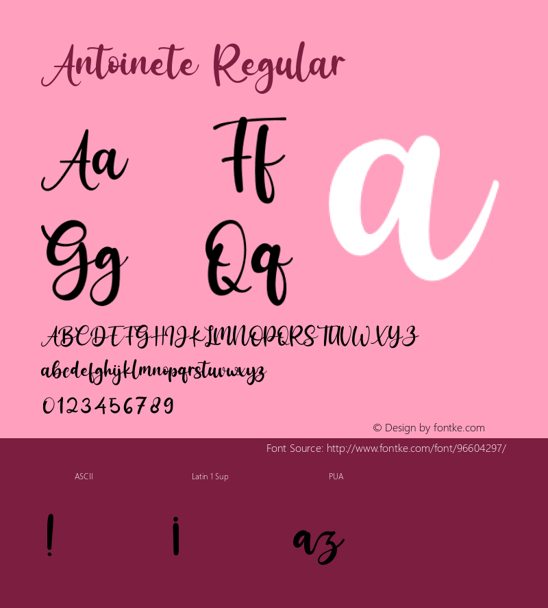 Antoinete Version 1.00;October 16, 2020;FontCreator 12.0.0.2563 64-bit图片样张