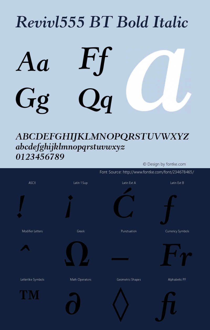 Revivl555 BT Bold Italic Version 1.01 emb4-OT图片样张