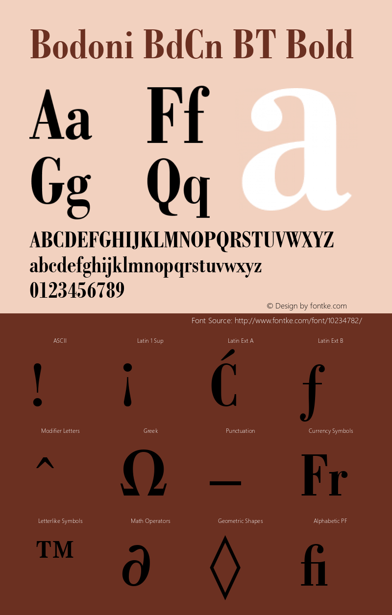 Bodoni BdCn BT Bold Version 1.01 emb4-OT图片样张