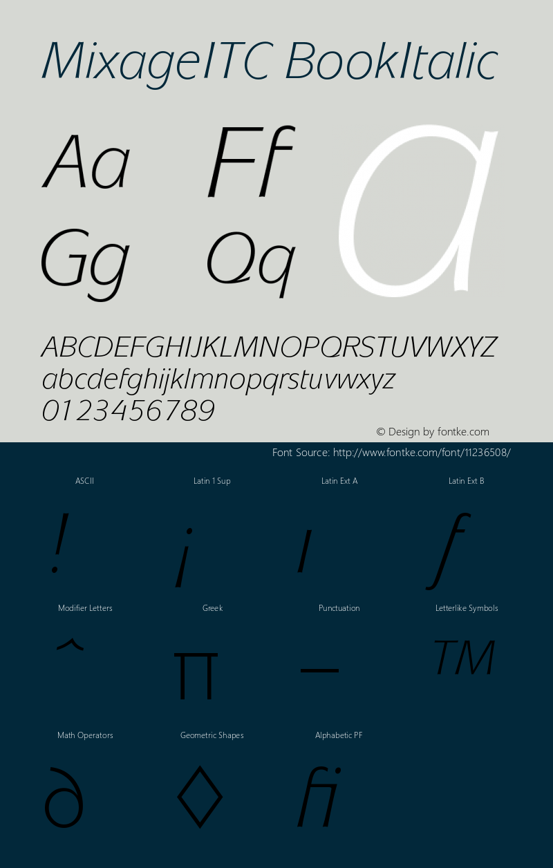 MixageITC BookItalic Version 001.000图片样张