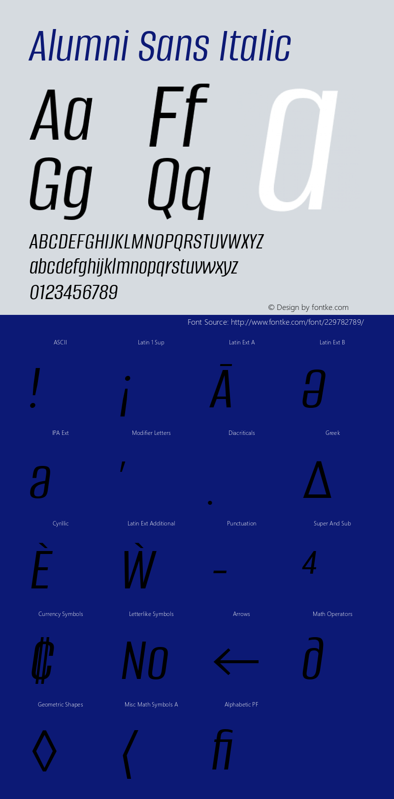 Alumni Sans Italic Version 1.016; ttfautohint (v1.8.3)图片样张