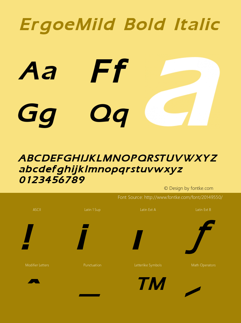 ErgoeMild Bold Italic Altsys Fontographer 3.5  8/17/95图片样张