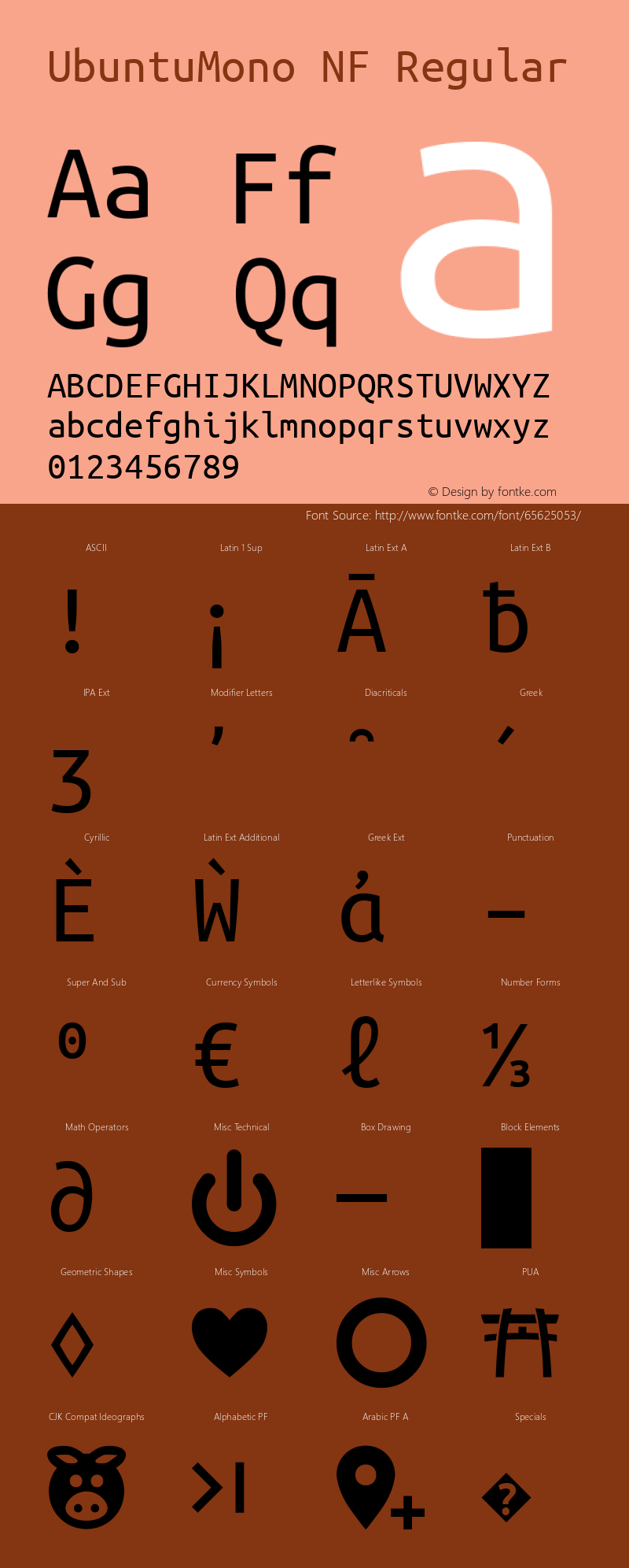 Ubuntu Mono Nerd Font Complete Windows Compatible Version 0.80图片样张