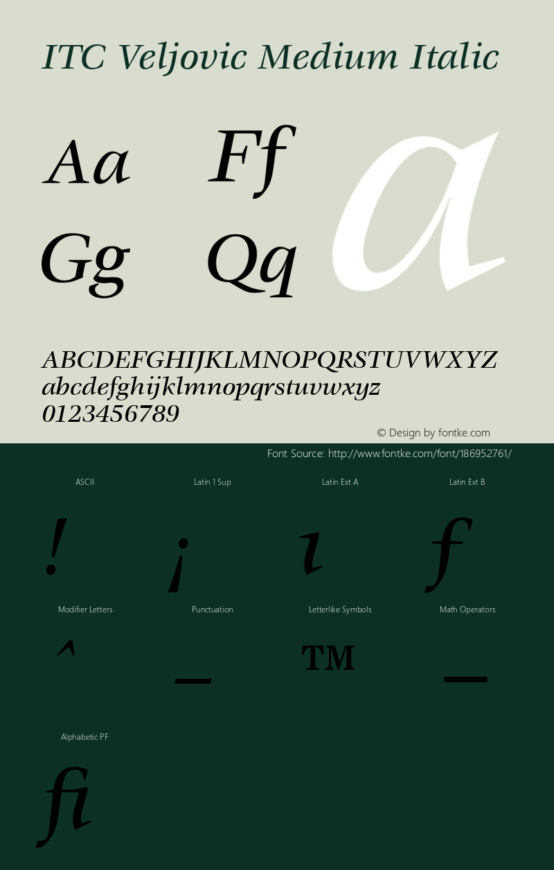 ITC Veljovic Medium Italic 001.001图片样张