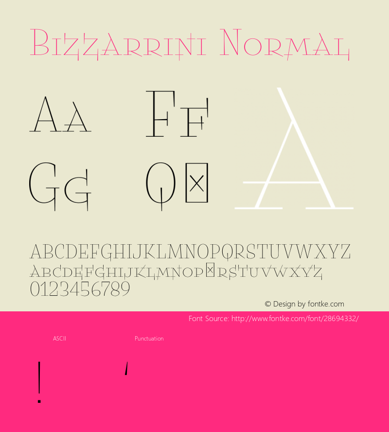 Bizzarrini Normal Version 0.00;March 6, 2019;FontCreator 11.5.0.2427 64-bit图片样张