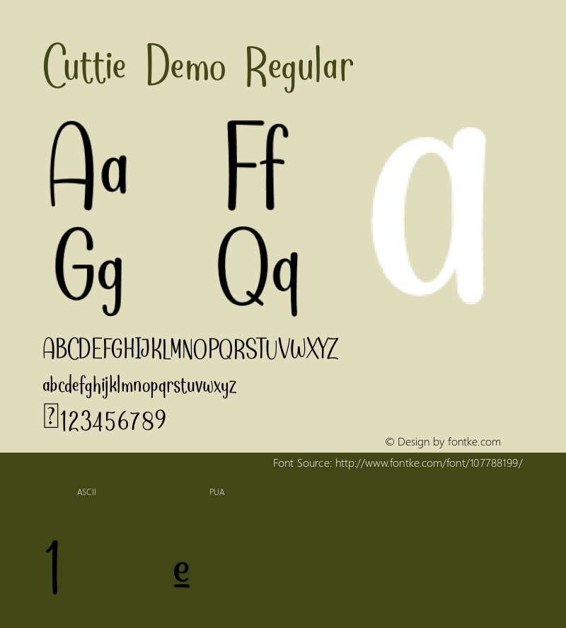 Cuttie Demo Version 1.00;November 13, 2020;FontCreator 13.0.0.2683 64-bit图片样张