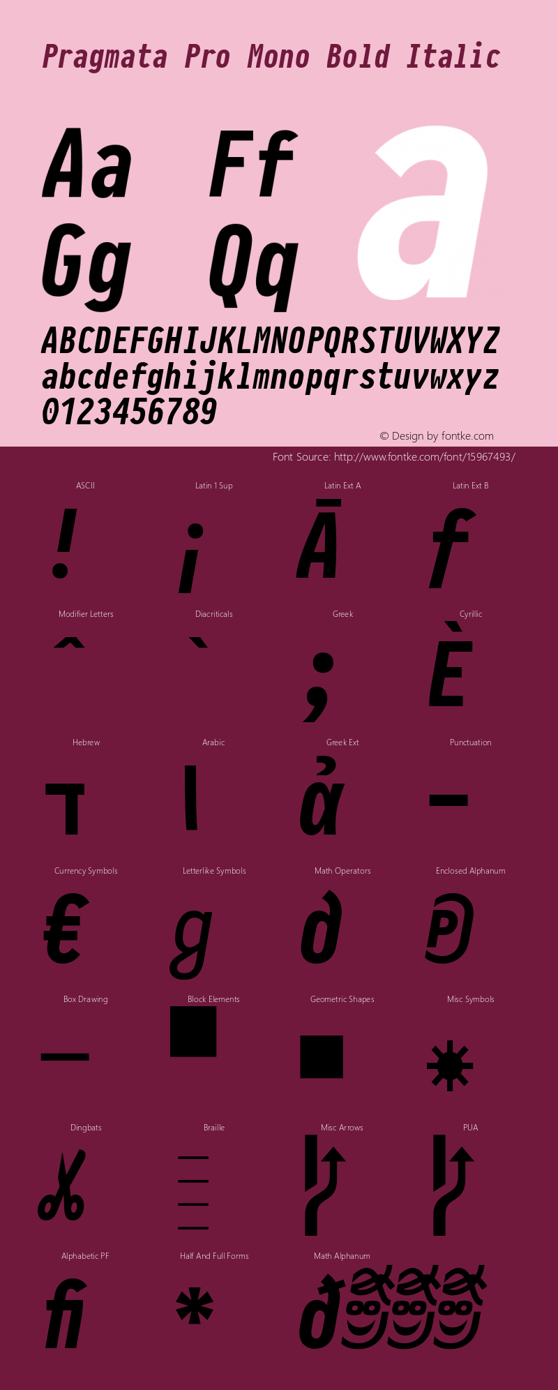 Pragmata Pro Mono Bold Italic Version 0.822图片样张