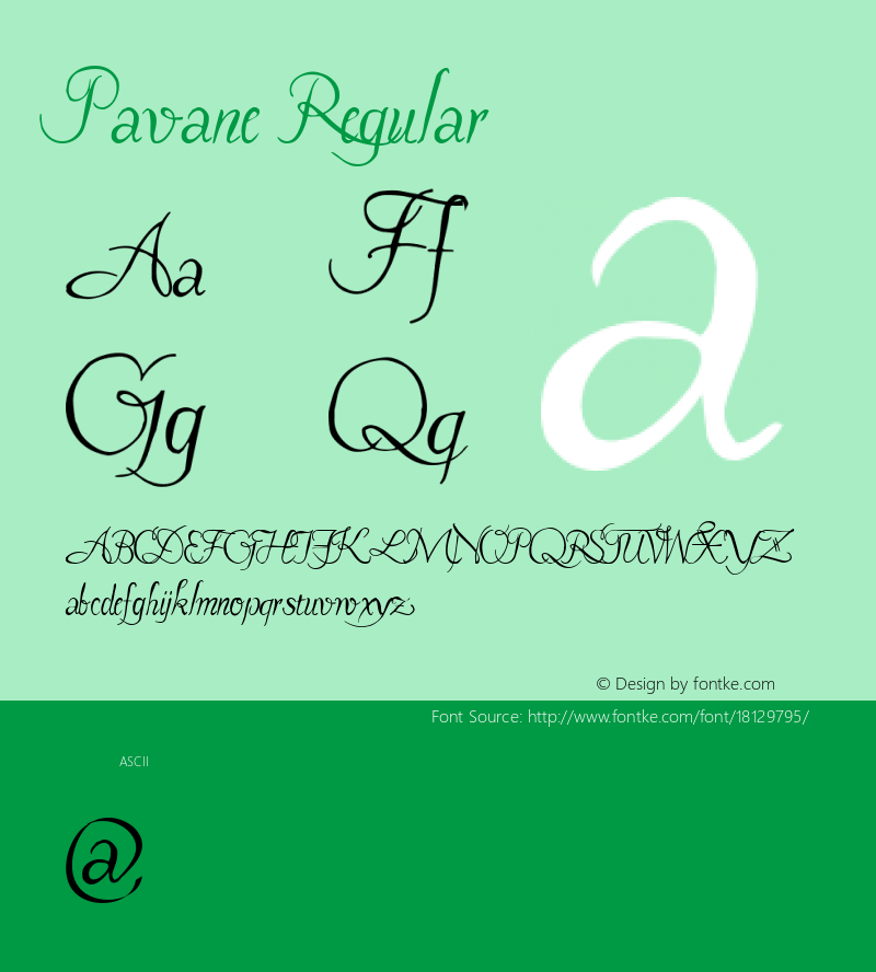 Pavane Regular Altsys Fontographer 4.0.3 8/7/97图片样张