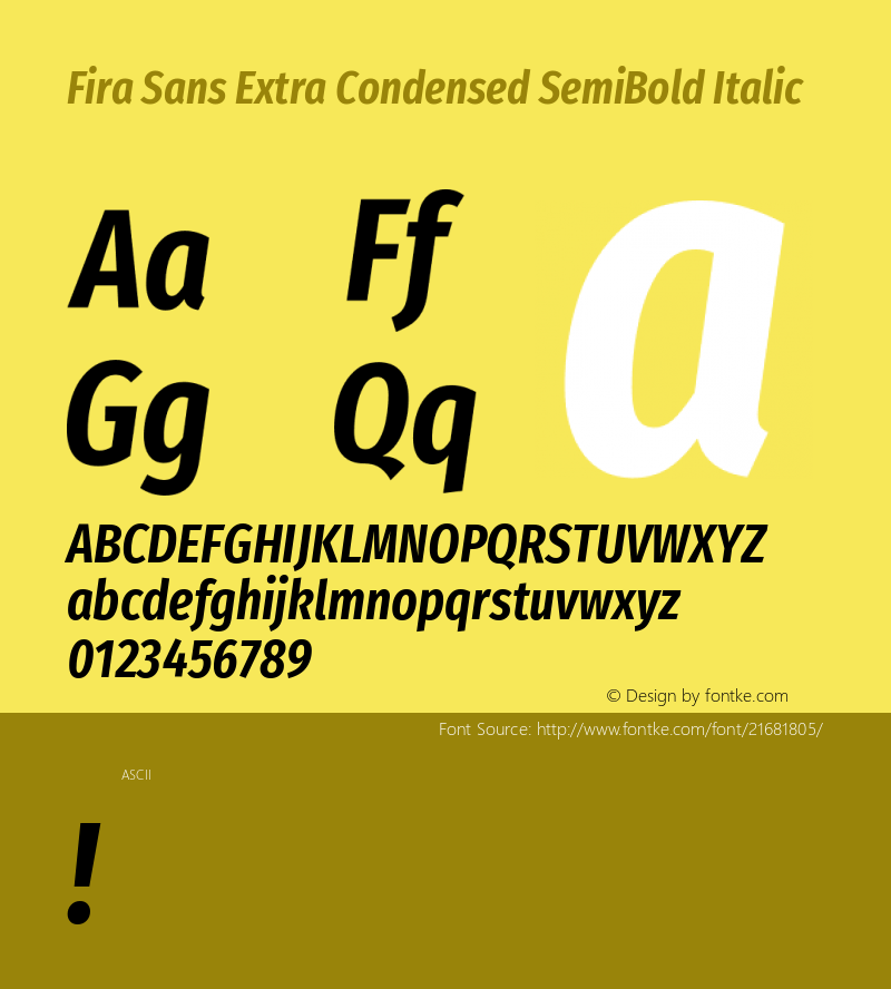 Fira Sans Extra Condensed SemiBold Italic 图片样张