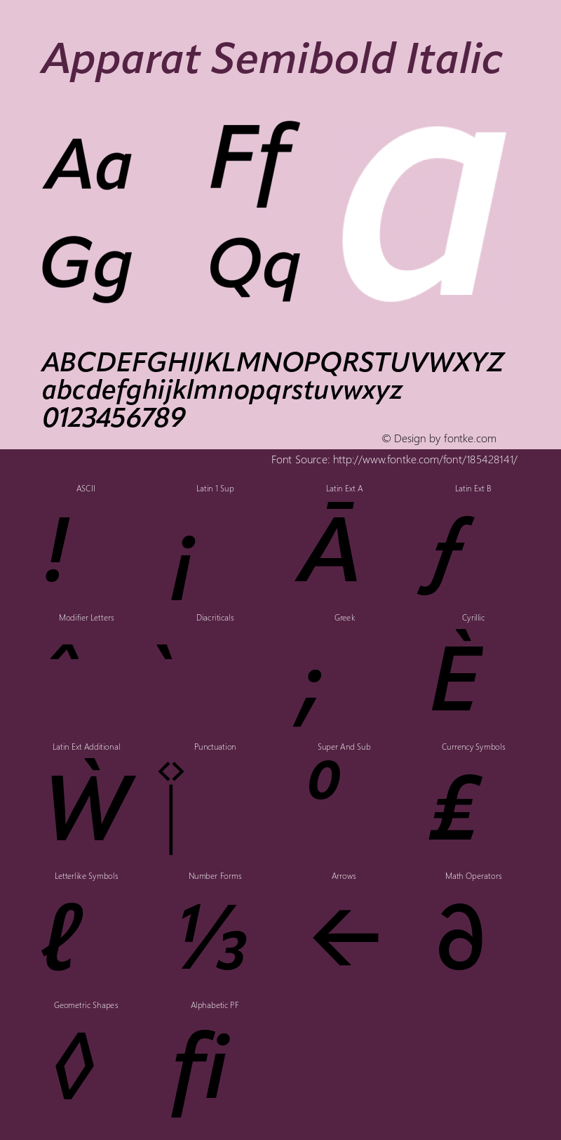 Apparat Semibold Italic Version 1.000;hotconv 1.0.109;makeotfexe 2.5.65596图片样张