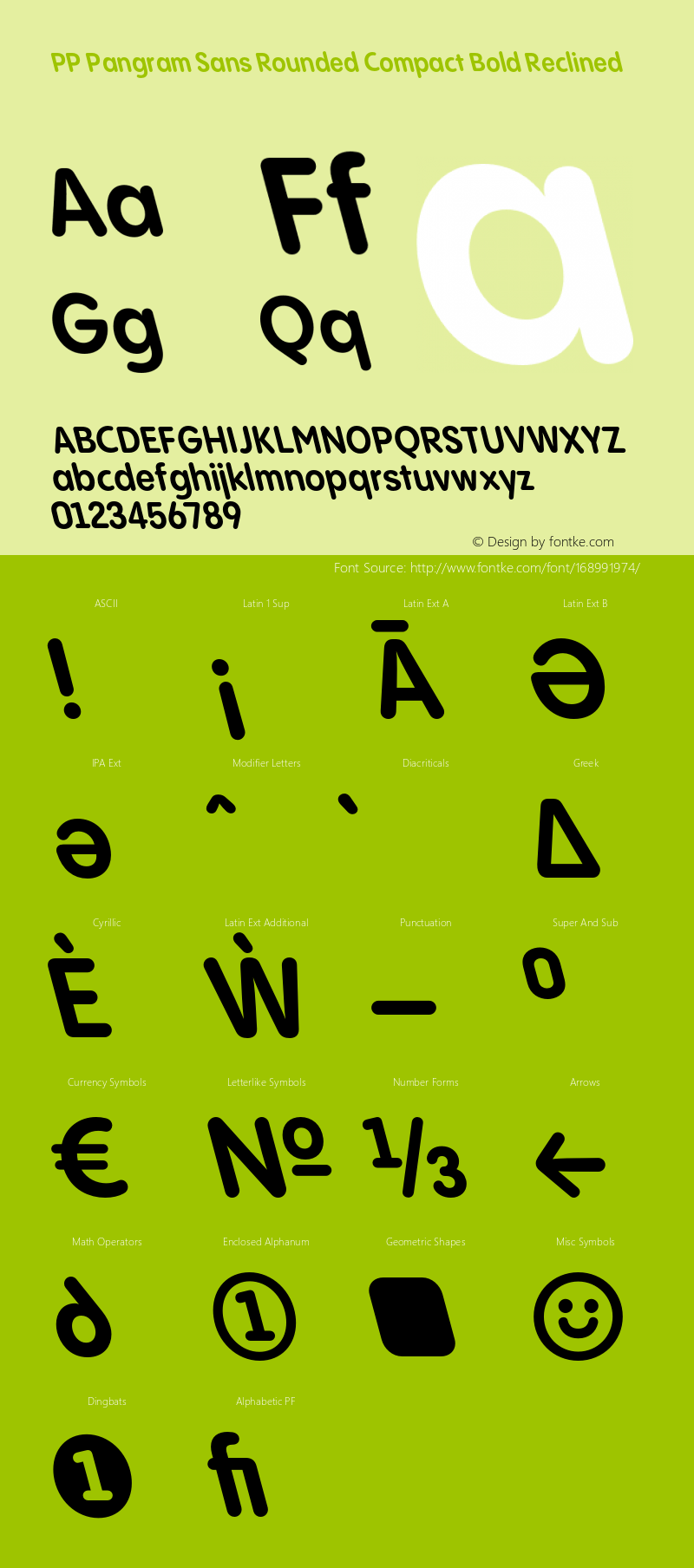 PP Pangram Sans Rounded Compact Bold Reclined Version 1.100 | FøM fixed图片样张