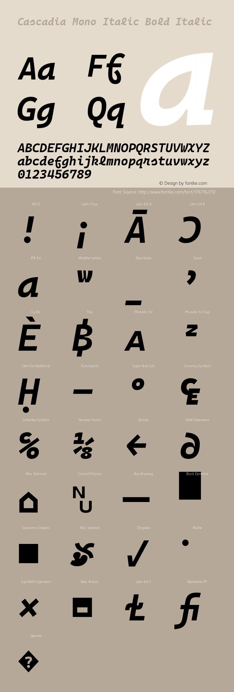 Cascadia Mono Italic Bold Italic Version 2105.024图片样张