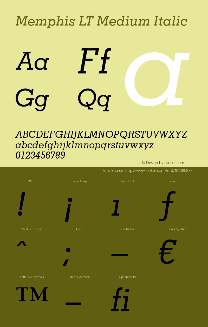Memphis LT Medium Italic Version 6.1; 2002图片样张