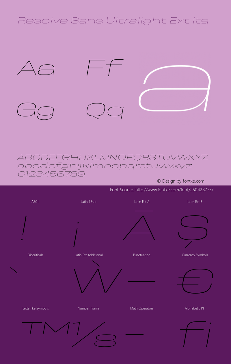 Resolve Sans Ultralight Ext Ita Version 1.000;hotconv 1.0.109;makeotfexe 2.5.65596图片样张