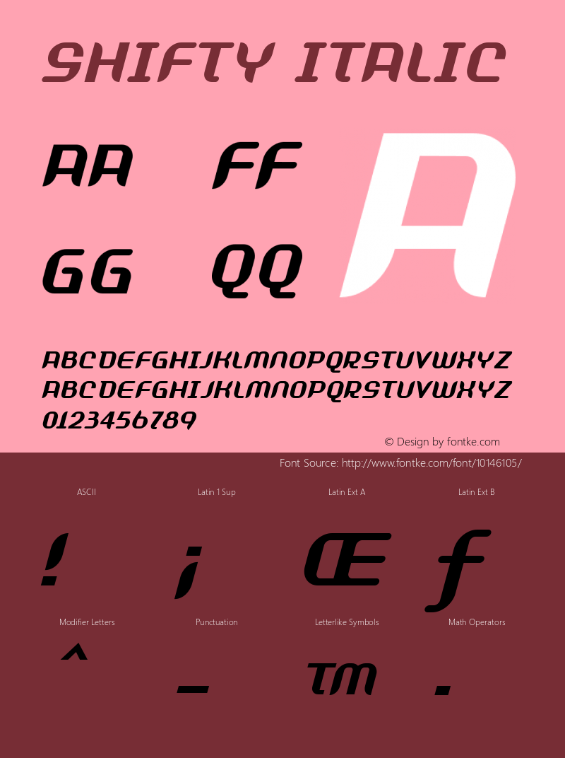 Shifty Italic Version 001.000图片样张